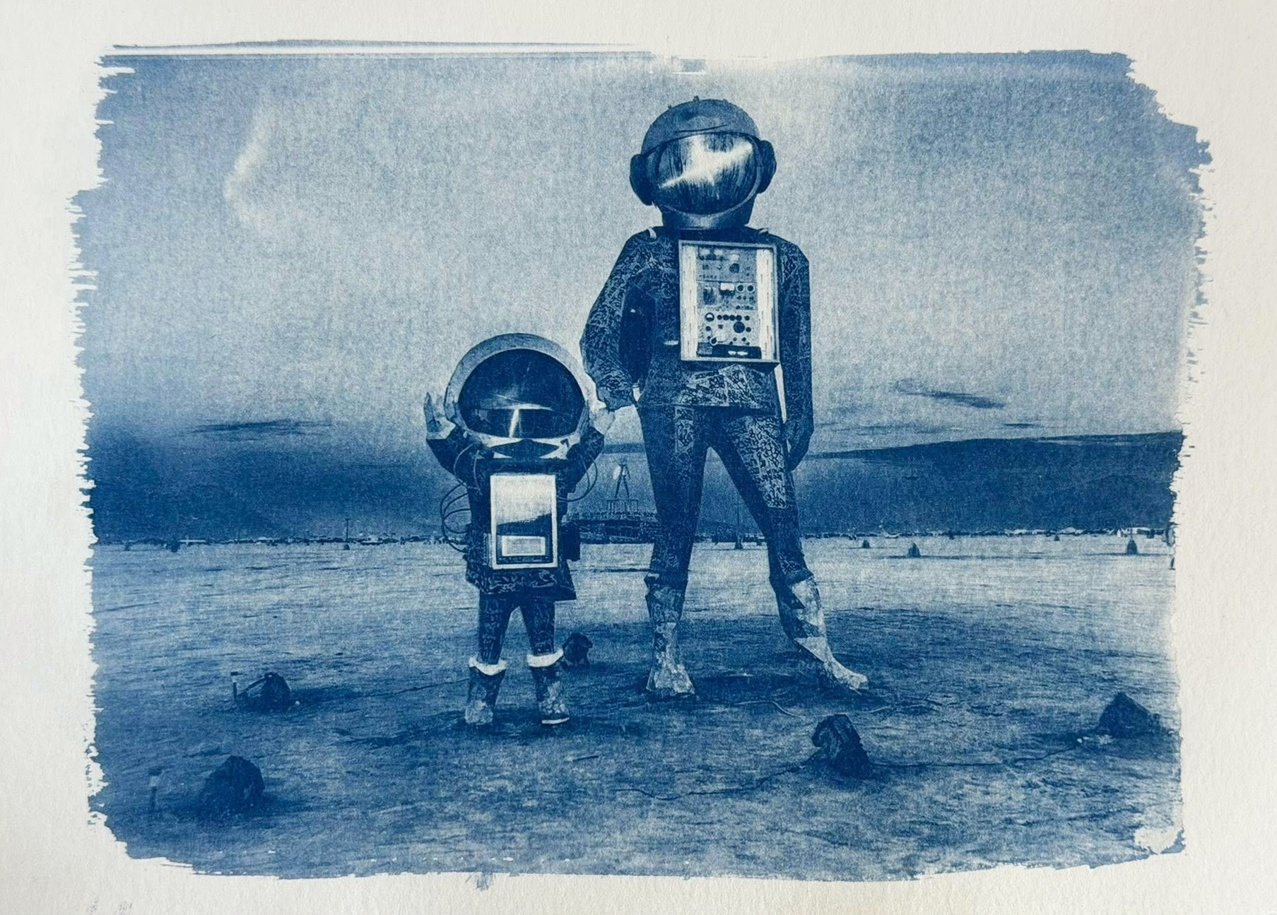 Handmade Burning Man cyanotype by David C. Hill